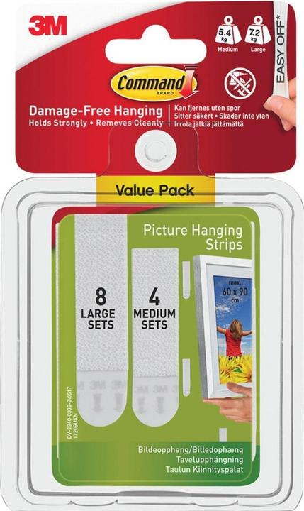 Actual product image 3M Command Picture Hanging Strips Set, Medium & Large (pack 12)