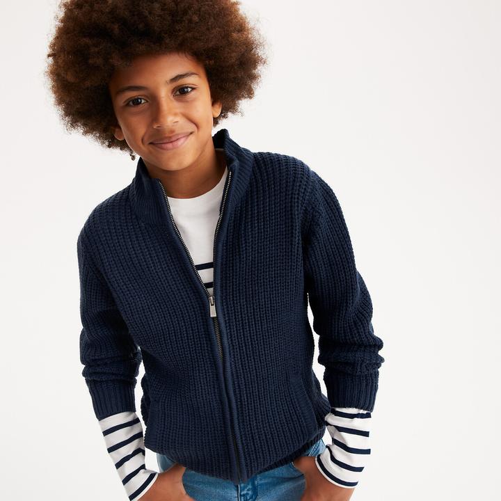 Actual product image La Redoute Collections Cardigan with zipper and stand-up collar (152)