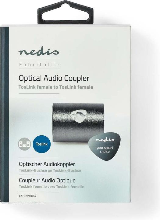 Actual product image Nedis Optical audio adapter TosLink jack - TosLink jack Aluminium Grey Anthracite