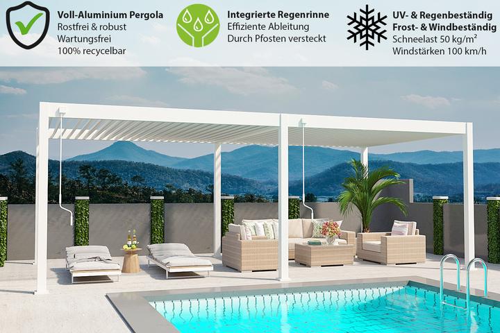 Image du produit Weide Pergola Deluxe Plus 3.6x7.2m avec toit à lamelles Blanc (360 cm, 720 cm)