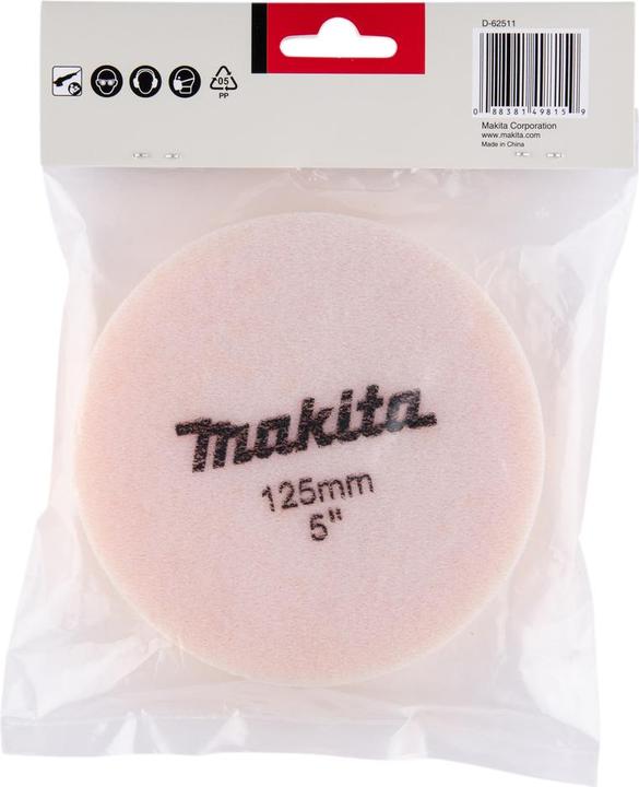 Image du produit Makita Eponge abrasive pour monobrosse/polisseuse, Ø125 mm, non perforée, 1 pièce, orange (0)
