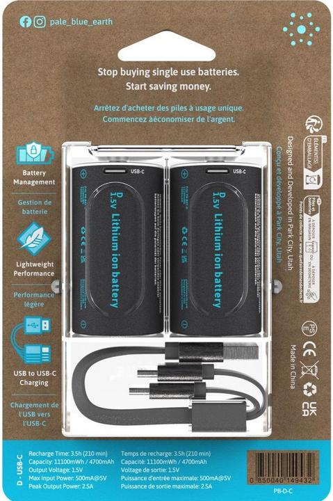 Produktbild Pale Blue Battery D USB-C (2 Stk., D, 5000 mAh)