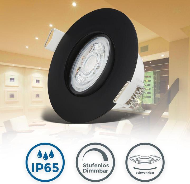 Produktbild B.K.Licht LED Einbauleuchten, 5er-Set, IP65, schwarz, 5xLED-Platine/4,9W (480 lm)