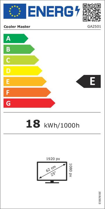 Energie-Label Cooler Master GA2501 24.5” Full HD (1920 x 1080 Pixel, 24.50")