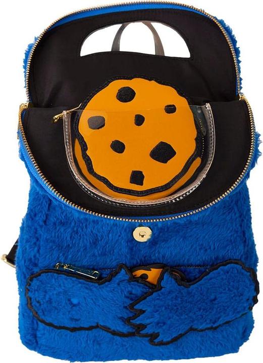 Actual product image Loungefly Sesame Street Cookie Monster Plush backpack + purse