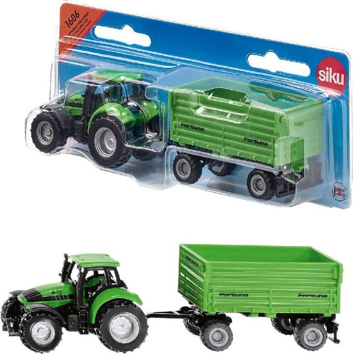 Actual product image Siku DEUTZ-FAHR with Fortuna 2-axle trailer