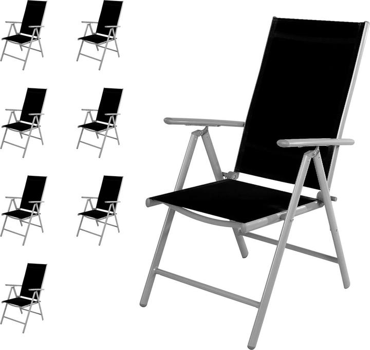 Actual product image Mojawo 8 pieces garden folding chair aluminium - textiles silver grey/black