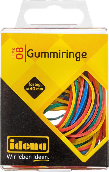 Produktbild Idena Gummiringe 80 Stück farbig sortiert Ø 40mm (80 Stk.)