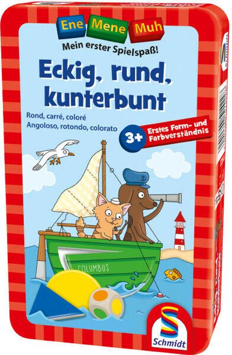 Produktbild Schmidt Spiele Eckig, rund, kunterbunt in Metalldose (Französisch, Italienisch, Deutsch, Englisch)