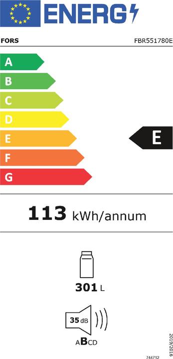 Energie-Label Fors Kühlschrank Einbau FBR 551780 E
