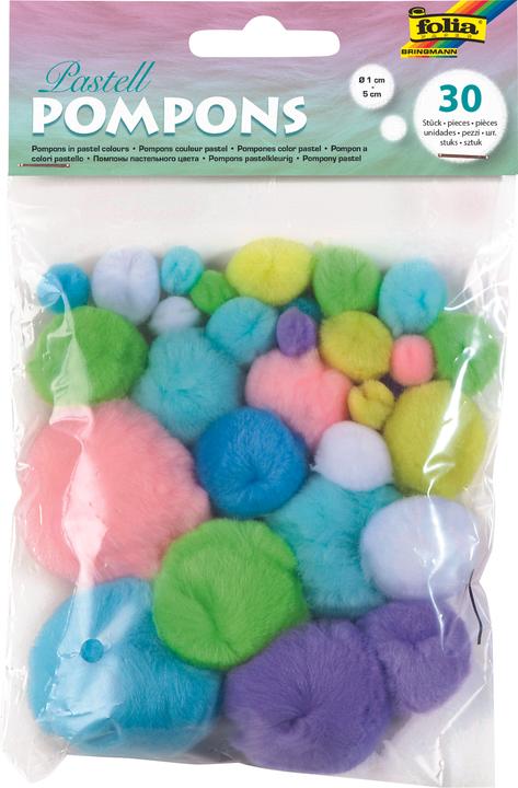 Produktbild Folia Pompons, 30 Stck, Gr”áen sortiert, Pastellfarben (30 x)