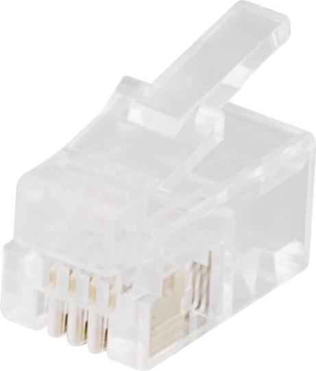 Image du produit Deltaco Connecteur modulaire RJ9/RJ10/RJ22 4P4C 20-pack transparent