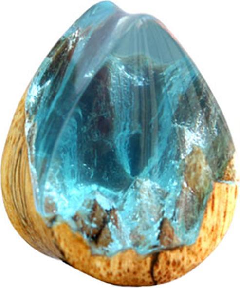 Actual product image Star Piercing Flared Plug Drop Landscape Epoxy Blue Tamarind (without brass, Organic)