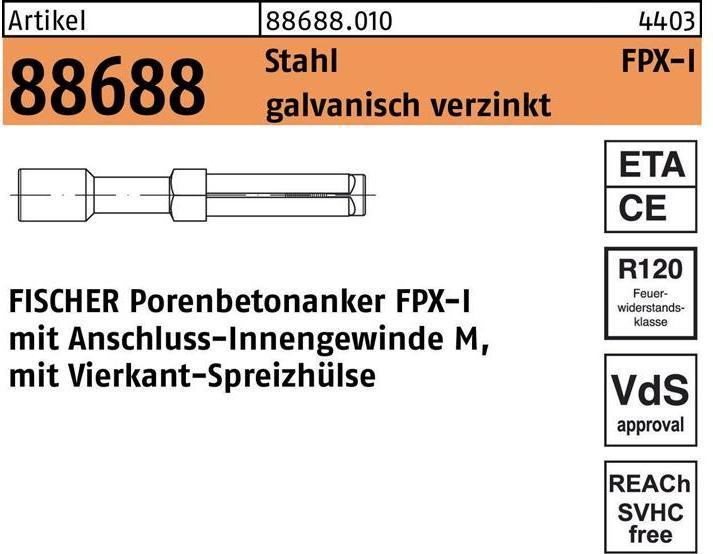 Actual product image Fischer Aerated concrete anchor FPX M 10 I (1 pcs.)