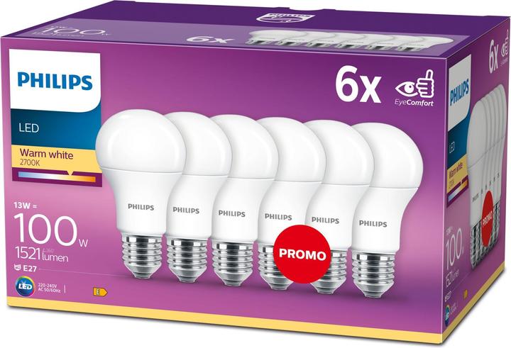 Produktbild Philips LED (E27, 100 W, 1521 lm, 6 x, E)