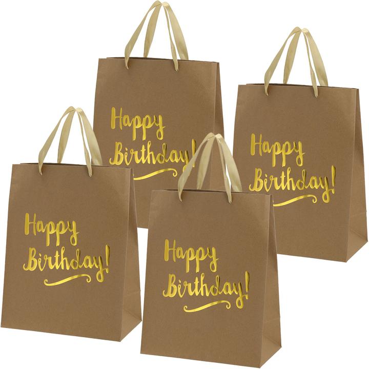 Immagine prodotto Casativo Set di 4 sacchetti regalo di carta Happy Birthday, sacchetto regalo con manico, 27 x 34 x 15 cm (Borsa da regalo, 4 x)