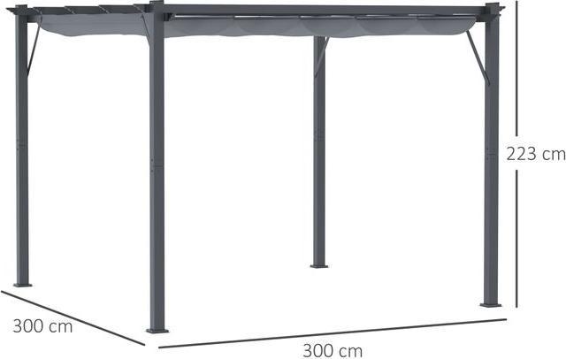Image du produit Swisshandel24 Pergola Pavillon avec toit ouvrant en aluminium gris charbon+gris foncé 3x3x2,23 m (300 cm, 300 cm)