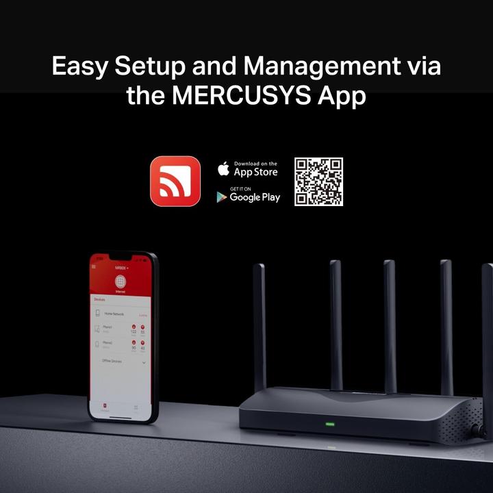 Actual product image Mercusys WRL ROUTER 9300MBPS/4PORT MR47BE
