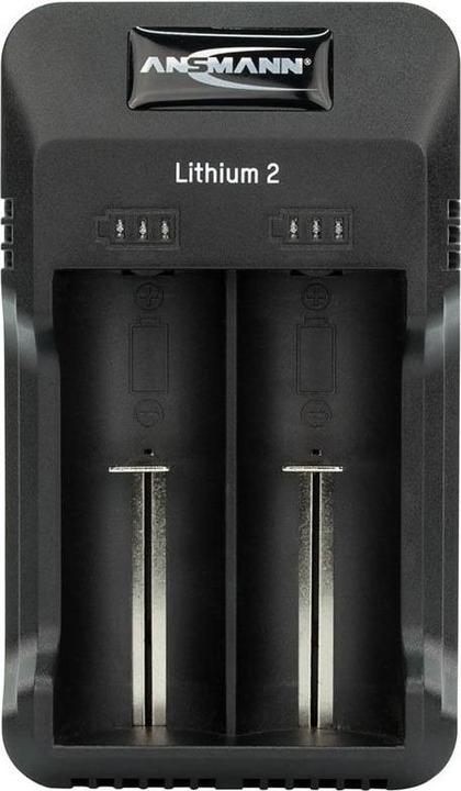 Produktbild Ansmann Ladegerät Lithium 2 für 1-2 Li-Ion Akku 3,6V, 3,7V mit LED-Ladestatusanzeigen, schwarz (1 Stk., Ladegerät ohne Akku)