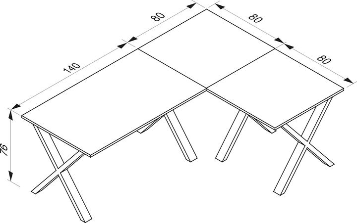 Produktbild VCM Büromöbel Eckschreibtisch Lona T. 80 cm X Silber (220 x 80 x 76 cm)