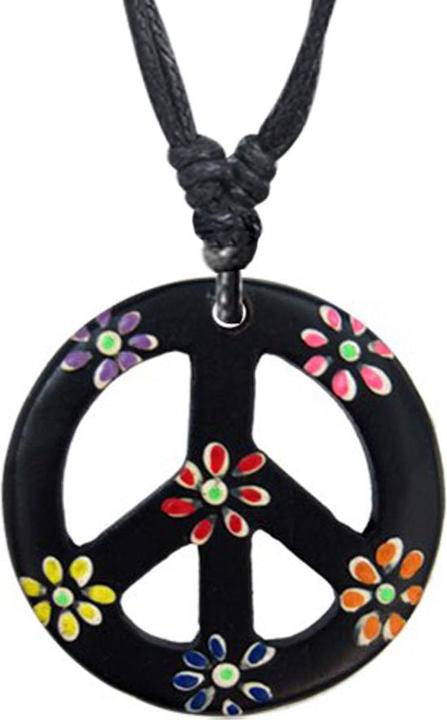 Immagine prodotto Chaotic Trading Halskette schwarz Anhänger Peace schwarz Blumenaus aus Narra Holz (senza ottone, Organico)