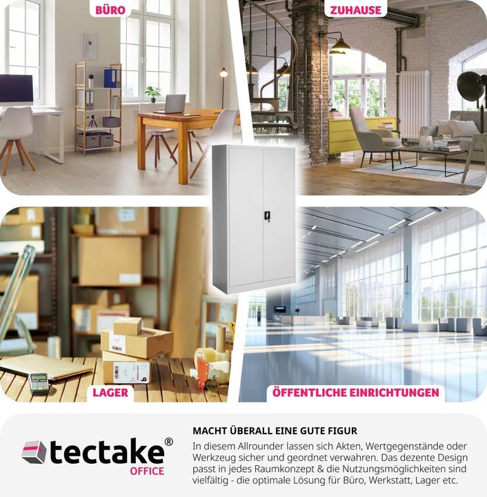Produktbild tectake Aktenschrank (90 x 40 x 180 cm)