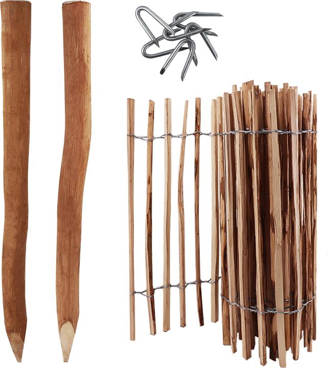 Produktbild Aquagart 20 Holzpfosten für Staketenzaun 1,5m I Durchmesser 6-9cm I Zaunpfosten aus Haselnuss I Zaun-Pfahl
