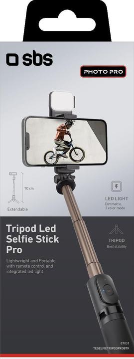 Actual product image SBS Selfie stick med tripod og LED lys