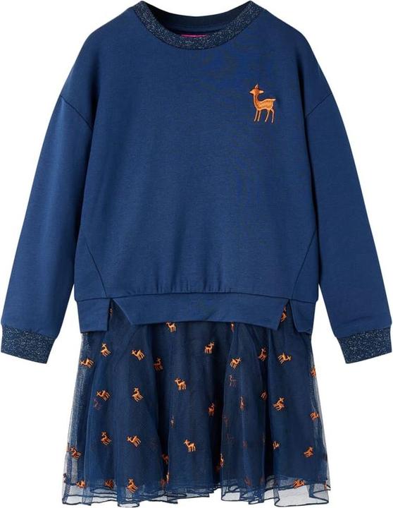 Actual product image VidaXL Children's dress with long sleeves navy blue 104,Material: 95 (104)