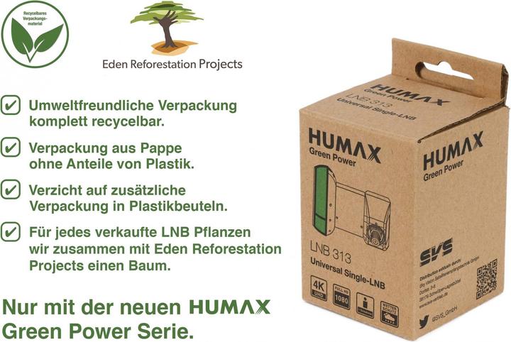 Immagine prodotto Humax Green Power LNB Protezione dalle intemperie, filtro LTE Basso consumo energetico (Singolo LNB)