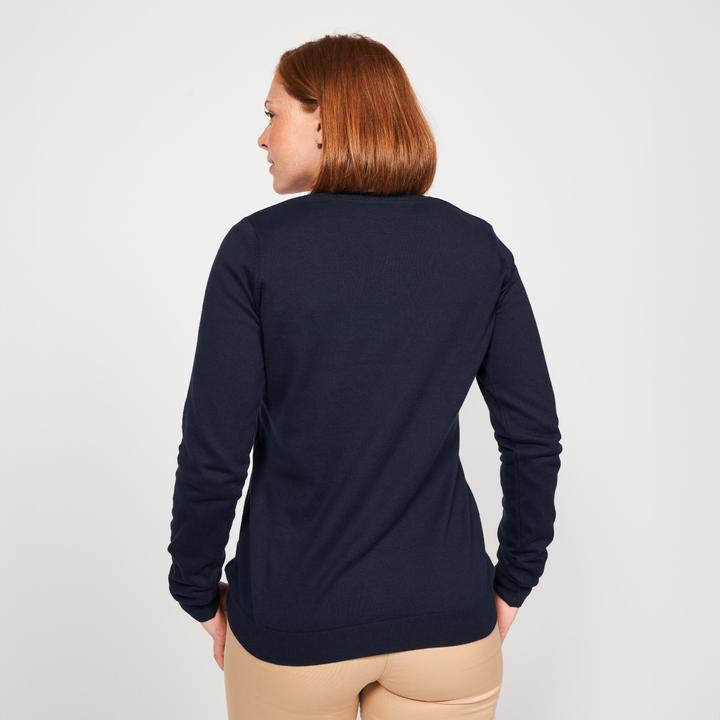Immagine prodotto Inesis Pullover da golf da donna con scollo a V in cotone - CW100 blu navy (XS)