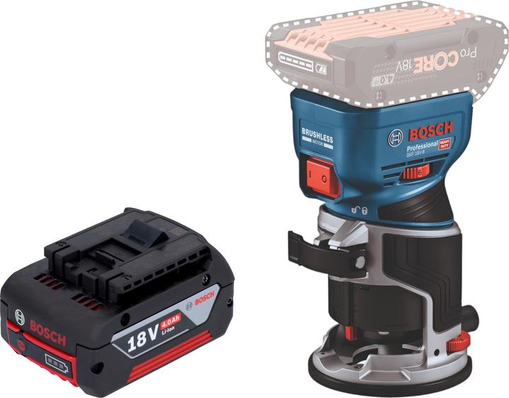 Produktbild Bosch Professional Bosch GKF 18V-8 Professional Akku Kantenfräse 18 V 8,0 mm Brushless + 1x Akku 4,0 Ah - ohne