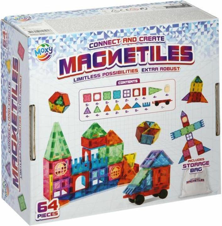 Actual product image Grafix Magnetic tiles 64-piece Includes storage bag