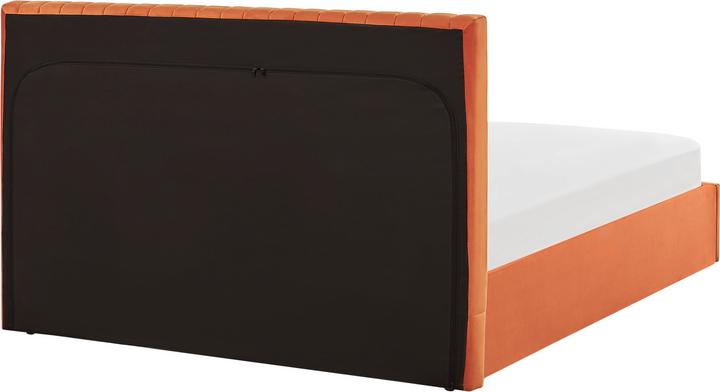 Actual product image Beliani Upholstered Bed Velvet Fabric Orange with Storage Space 160 x 200 cm VION (160 x 200 cm)