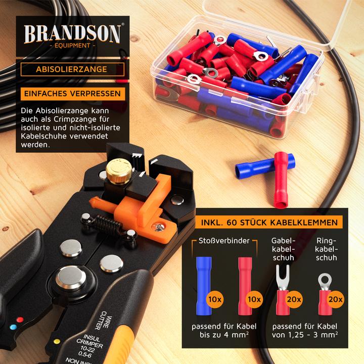 Actual product image Brandson Stripping pliers self-adjusting, 10-24 AWG, crimping pliers for stripping, cable cutter 0.2 - 6mm² ⌀ (210 mm)