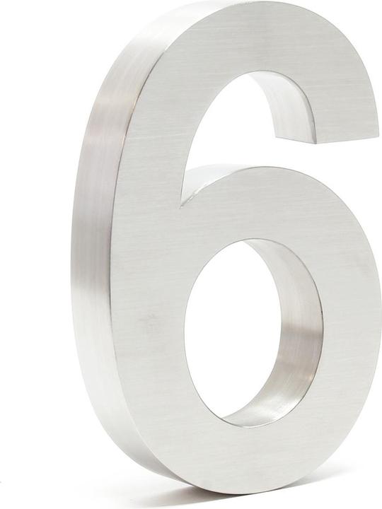 Wiltec Hausnummer 6 Edelstahl Hausnummer modern 3D-Design rostfrei