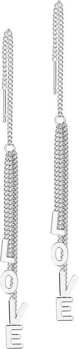 Image du produit Star Piercing Boucles d'oreilles argent chaîne chute libre arbre lettre Love (sans laiton, Acier chirurgical 316L)