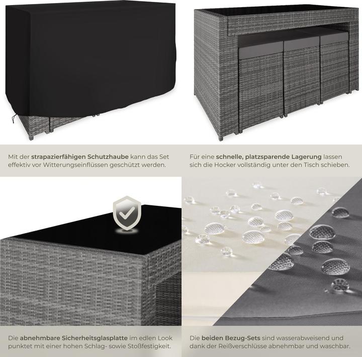 Actual product image tectake Rattan garden furniture bar set Ibiza with protective cover