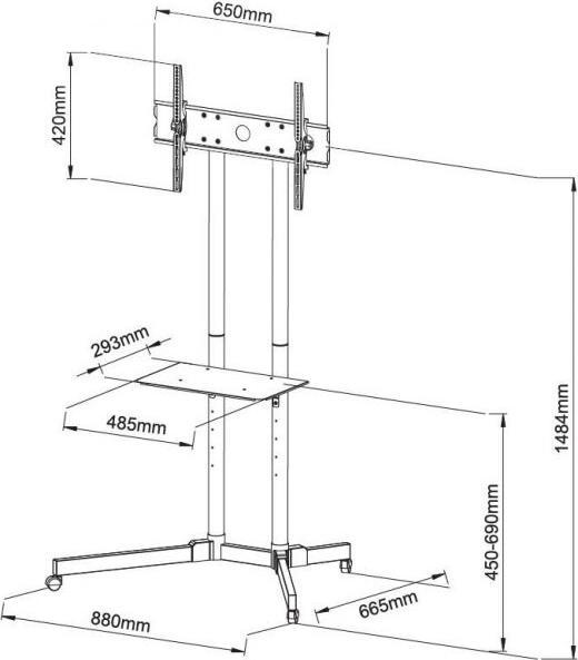 Actual product image Techly ICA-TR6 TV trolley (65", 60 kg)