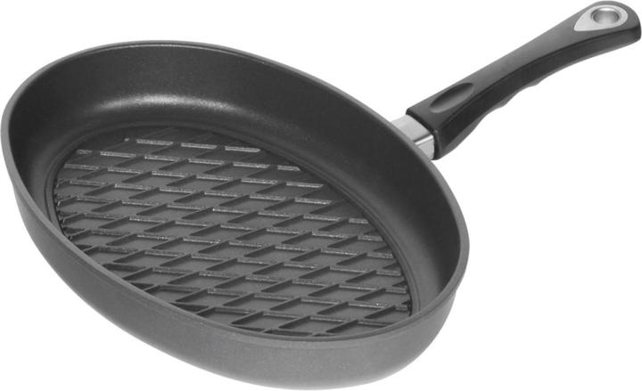 Produktbild AMT Grillpfanne oval 35x24cm Induktion mit Rautenmuster (Bratpfanne)