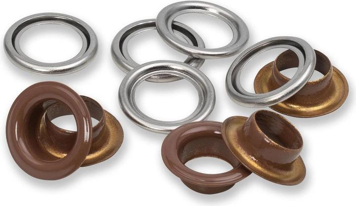 Immagine prodotto Prym Occhielli con dischi MS, colore marrone scuro-argento 11 mm, 20 pezzi.