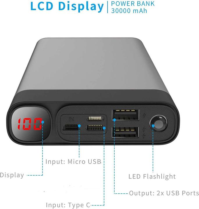 Image du produit Elefull Banque de puissance 30000mAh (30000 mAh)