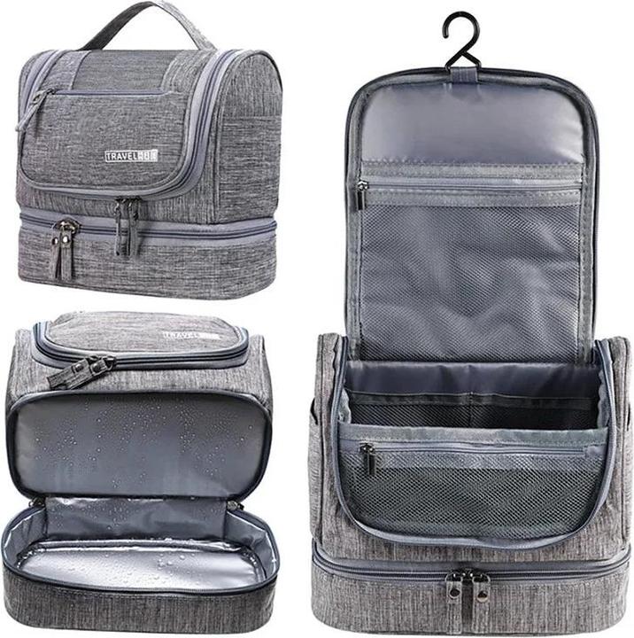 Image du produit Only-Bags.Store Necessaries Hanging Make Up Bag Organisateur de voyage Trousses de toilette Wash Toiletry Bag, gris