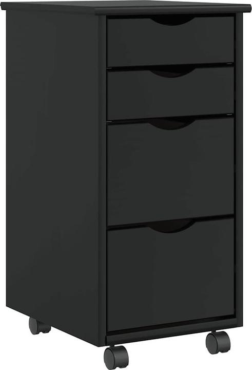 Actual product image VidaXL Rollschrank mit Schubladen MOSS Schwarz Massivholz Kiefer