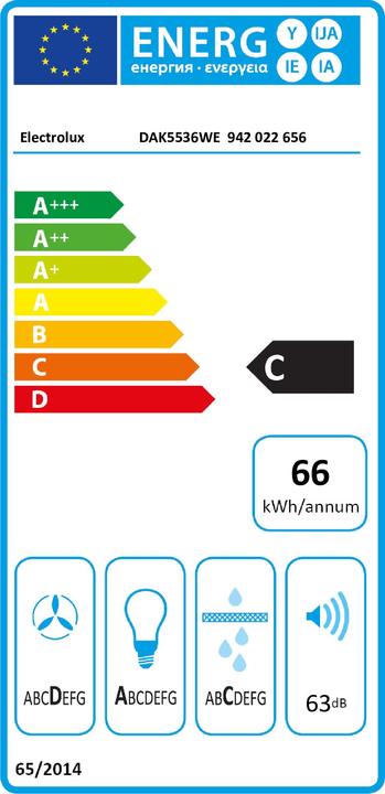 Etichetta energetica Electrolux DAK5536WE (Cappuccio a schermo piatto)