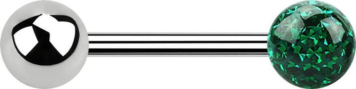 Immagine prodotto Star Piercing Barbell silver con palla e sfera di cristallo verde strato protettivo epossidico (Acciaio chirurgico 316L, senza ottone)