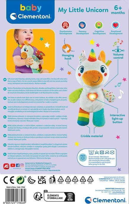 Actual product image Clementoni Baby - soft toy unicorn (27 cm)