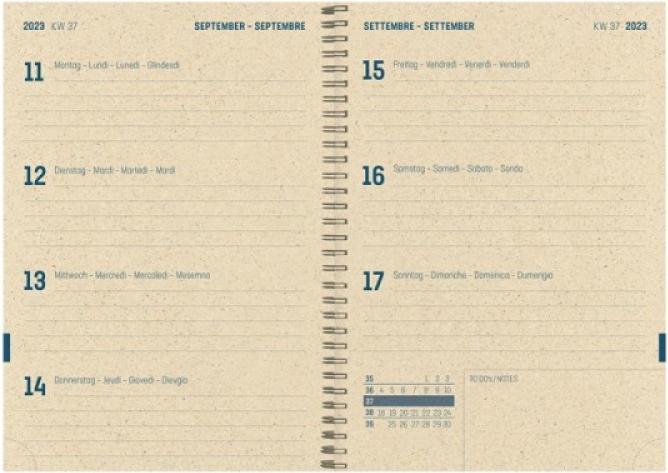Image du produit Simplex Agenda des élèves Papier à herbe 24/25 500408.25 1W/2S 12M Palm ML 14.8x21cm (14.8 x 21 cm, Allemand)