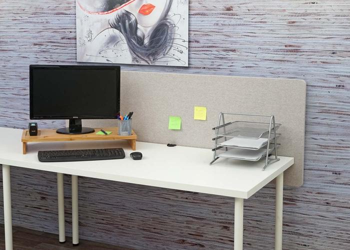 Produktbild Mendler Akustik-Tischtrennwand, Büro-Sichtschutz Schreibtisch Pinnwand, doppelwandig Stoff/Textil - 160x60cm