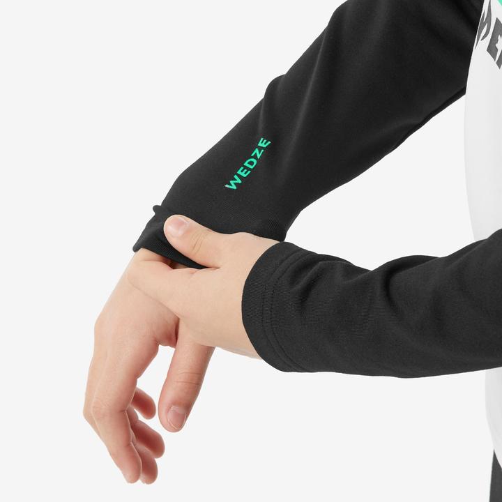 Produktbild Wedze Skiunterwäsche Funktionsshirt Kinder - BL 500 schwarz/weiss mit Motiv (100 C)